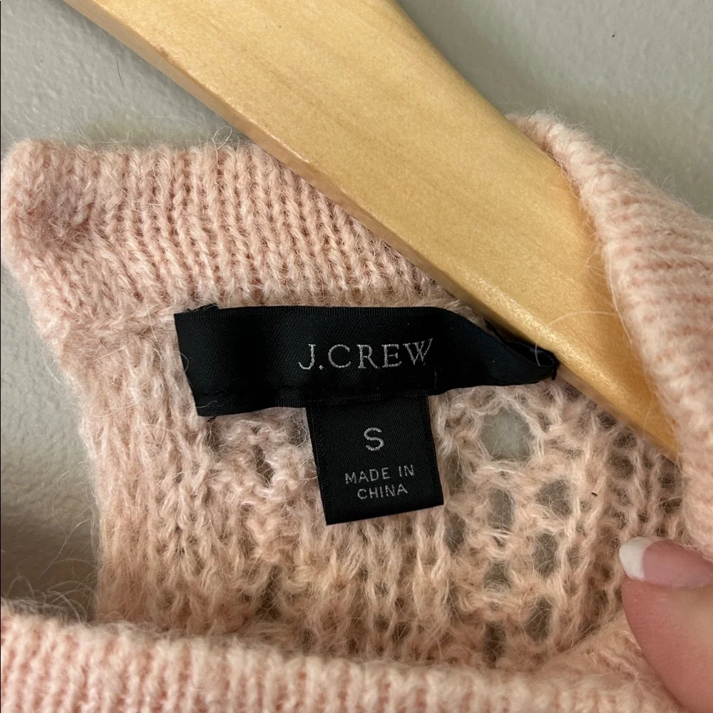 J. Crew Balloon Sleeve‎ Cable Knit Sweater Size Small Pale Peach Light Pink